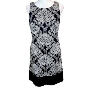 Maggy London Art Nouveau Black & White Sheath Mini Dress Size 6